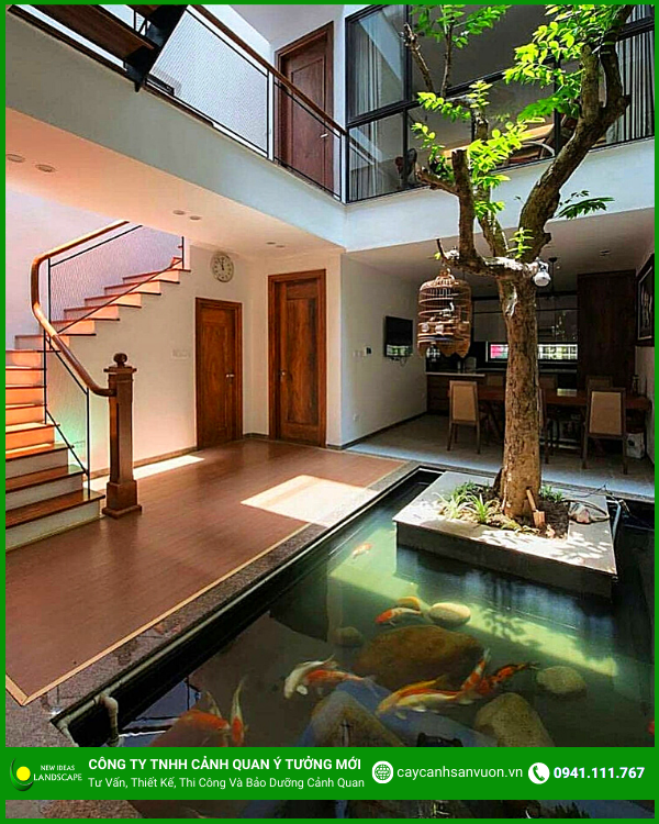 Ảnh tiểu cảnh hồ cá Koi trong nhà